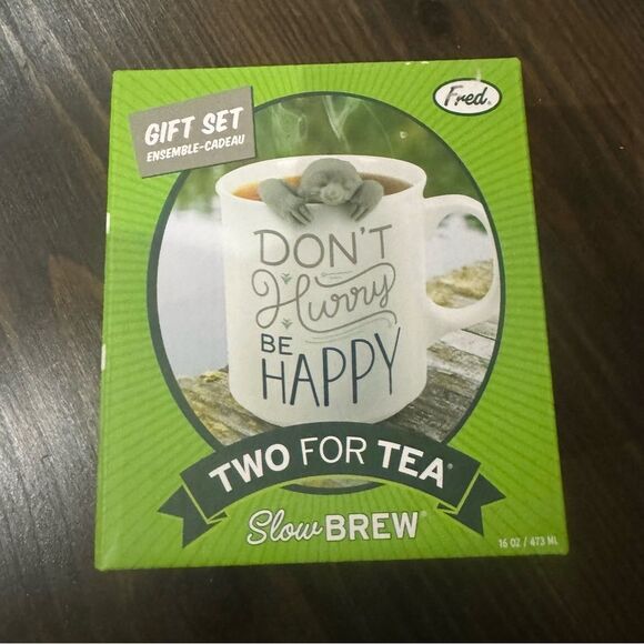 “Don’t Hurry Be Happy” tea mug and sloth slow brew diffuser gift set NIB - Picture 2 of 3